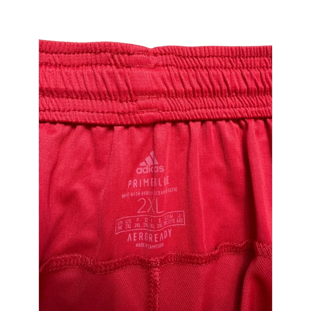 Adidas Mens Primeblue Aeroready Athletic Training Shorts Red Black 3 Stripe 2XL